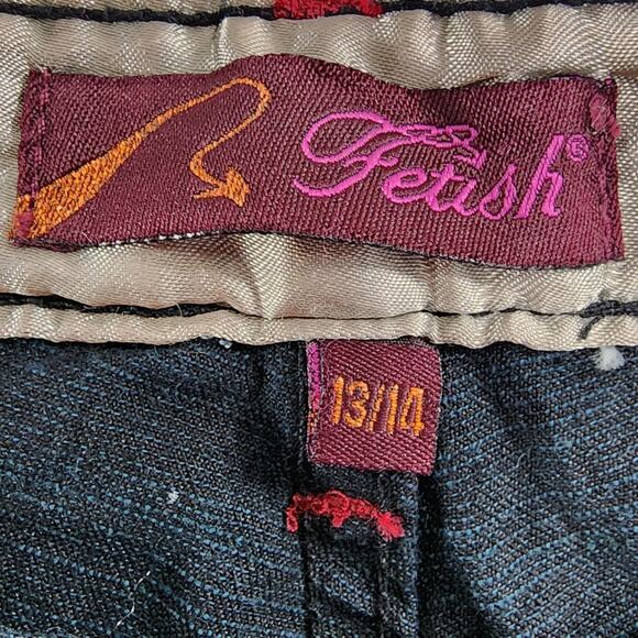 Vintage Fetish Jeans Women 13/14 Blue Dark Wash Low Rise Flare Leg Stretch Denim - Picture 7 of 14